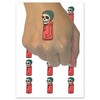 Skeleton Skull in Hoodie and Beanie Temporary Tattoo Water Resistant