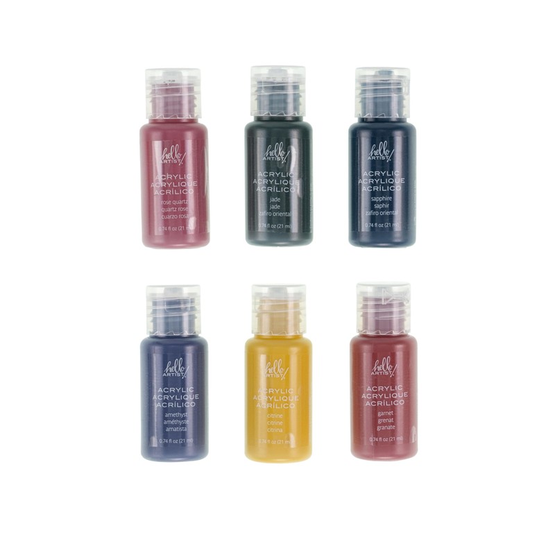 Hello, Artist! Acrylic Paint, Set of 6, Jewel Tone Colors,
