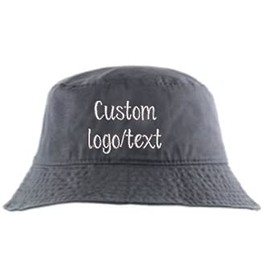 INK STITCH 1500 Adult Unisex Unisex Custom Design Your Own Stitching Bucket Hats (Charcoal, L/XL)