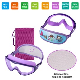 RUIGAO Kids Swim Goggles Age 4-12, Toddler Goggles No Tangle, Child Swimming Mask/Bungee Strap/Soft Band (1PK - Purple Unicorn)