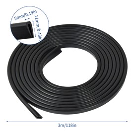 Edge Protection, 3 m Door Seal, Draught Excluder for Doors, Edge Protection Seal, Window Seal, Socket Profile, Suitable for Cars, Electrical Appliances, Glass Doors, Black