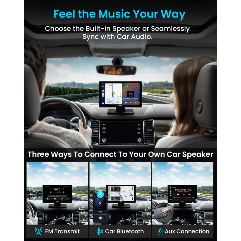 IK5 9" Wireless Apple CarPlay & Android Auto Screen, Portable