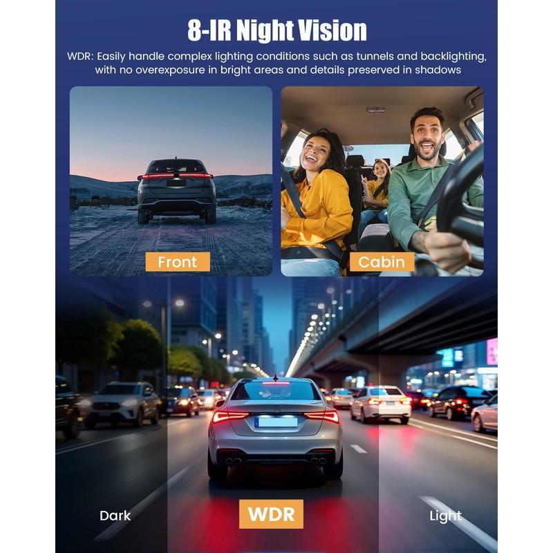 360° Dash Cam 1080P Car Camera, 4 Channel 3 Inch