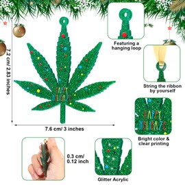 Roowest 3 Pieces Christmas Leaf Ornament Happy Holidaze Plant Decorations Christmas Acrylic Pot Leaf Ornaments for Christmas Tree Decoration Adult Party