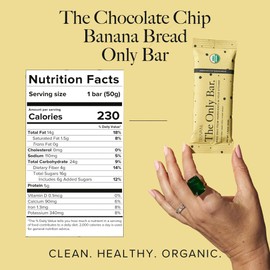 Truvani Plant Based Snack Bar | Chocolate Chip Banana Bread Single Bar | 5g Protein | USDA Organic and Vegan | The Only Bar | Dairy, Soy, and Gluten Free | Individually Wrapped