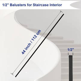 30-Pack Iron Stair Balusters – 44" Square Hollow Metal Spindles for Staircase Railing, 1/2" Black Decorative Balusters for Indoor and Outdoor Stair Remodel Projects