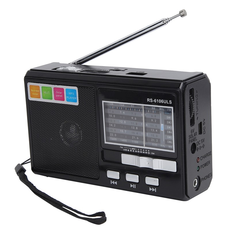 Solar Charging Radio Portable Radio with Emergency LED Flashlight Support