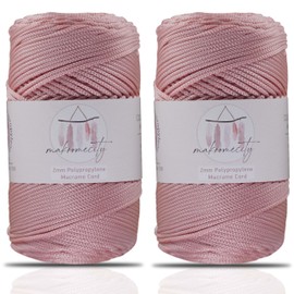 Makromecity 2 Skeins Macrame Yarn 2 mm x 230 m, Premium Polyester Macrame Cord, Polypropylene Yarn for Crafts, Home Decorations, Place Mat, Shoulder Bag, Handbag, Runner, Comforter, Chain, 20 Colours
