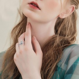 CUPENDA Just Breathe Ring Sterling Silver Lotus Cross Just Breathe Adjustable Open Ring Hope Rings Jewellery for Women