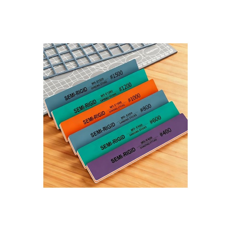 IRISFLY 6Pcs Sanding Sticks,Polishing Sticks Assorted,Model Hobby Making Tools,Metal and