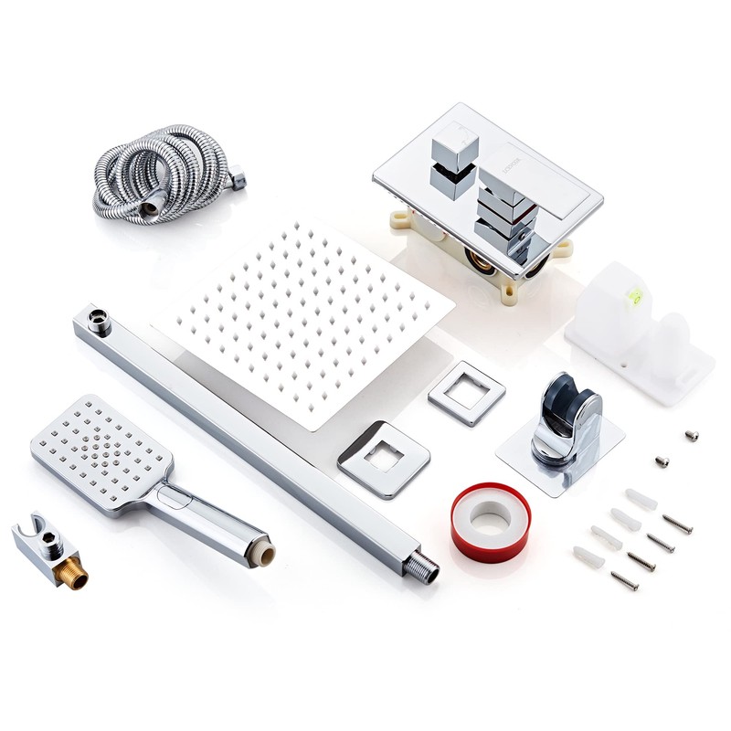 LCEVCGK Shower System, Shower Faucet Set Complete Square Rain Shower