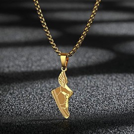 Chereda Dainty Winged Shoe Pendant Necklace For Men Women Tiny Shoes Stainless Steel Jewelry Statement Necklace Gift