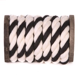 Ravenox Colorful Twisted Cotton Rope | Made in USA | (White, White & Black)(5/8 in x 100 ft) | Custom Color Cord for Sport, Décor, Pet Toys, Craft, Macramé & General Use | Rope by The Foot & Diameter