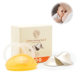 Silvercuppa® The Original Silver Nursing Cups | Nipple Shields for Nursing Newborn Breastfeeding with Soft Silicone Ring & Carrying Case | 925 Silver | Newborn Essentials Must Haves (X-Large)