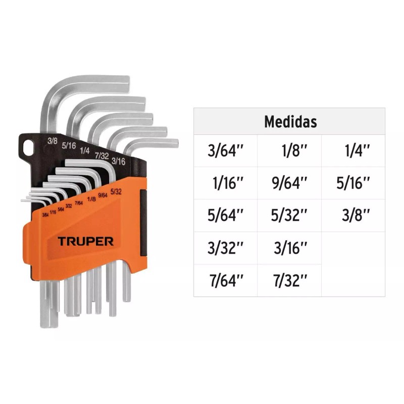 Truper Juego De Llaves Allen Std 13 Piezas Truper 15545