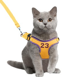 Dog Vest Harness Breathable-Escape Proof Dog Harness -Adjustable Reflective Number Dogs Vest with Outdoor Pet Leash, Easy Control for Small,Medium Breeds (Yellow,M)