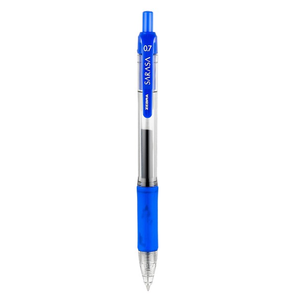 Zebra Pen Sarasa Retractable Gel Pen, Medium Point, 0.7mm, Blue Ink, 12-Pack,blue, transparent,46820
