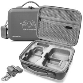 SENLINLIN Case for DJI Mini 4K, MiNi 2 SE / 2 Drone & Accessories, Compact Waterproof & Shockproof Mini Case with Shoulder Strap - Grey (Carry Bag Only)