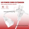 [TaidaLink] 10ft Clear Extension Cord 125V 10A 1250W Slim Design,