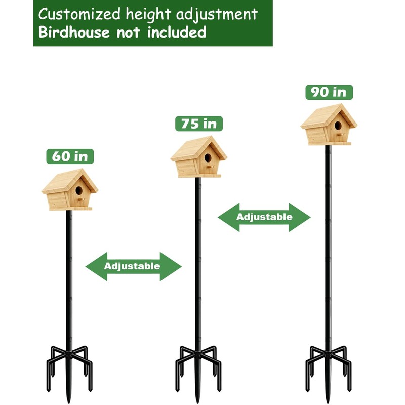 Mokeyder 90 Inch Bird House Pole Mount Kit, Adjustable Heavy