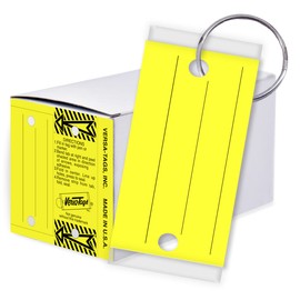 Versa-Tags Multi-Use Write-On Self-Laminating Key Tags – 250 Yellow Real Estate Tags, Protection, Writable, Durable Labeling, Rings Included – Made in The USA