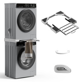 Washer Dryer Stacking Kit, Universal 29"/28"/27"/26"/25"/24"Washer and Dryer Stackable with Pull-out Drying Rack, Small Space Saving Solution Stacking Kit with Ratchet Strap