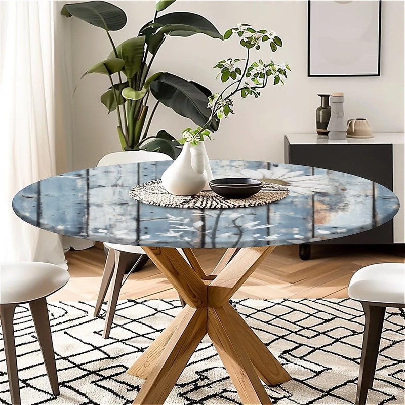 Outdoor Round Tablecloth with Elastic Band, Diameter 44 inches (110