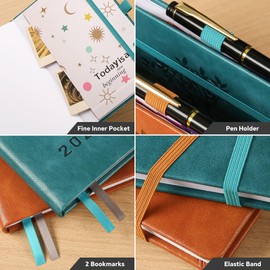ZXHQ Diary 2026 Week to View A5, Jan to Dec, Weekly & Monthly Full Year Planner, with UK Holidays, Colourful Monthly Tabs, Fine Inner Pocket, Hardcover, and Pen Set, 5.9" × 8.5" - SeaGreen