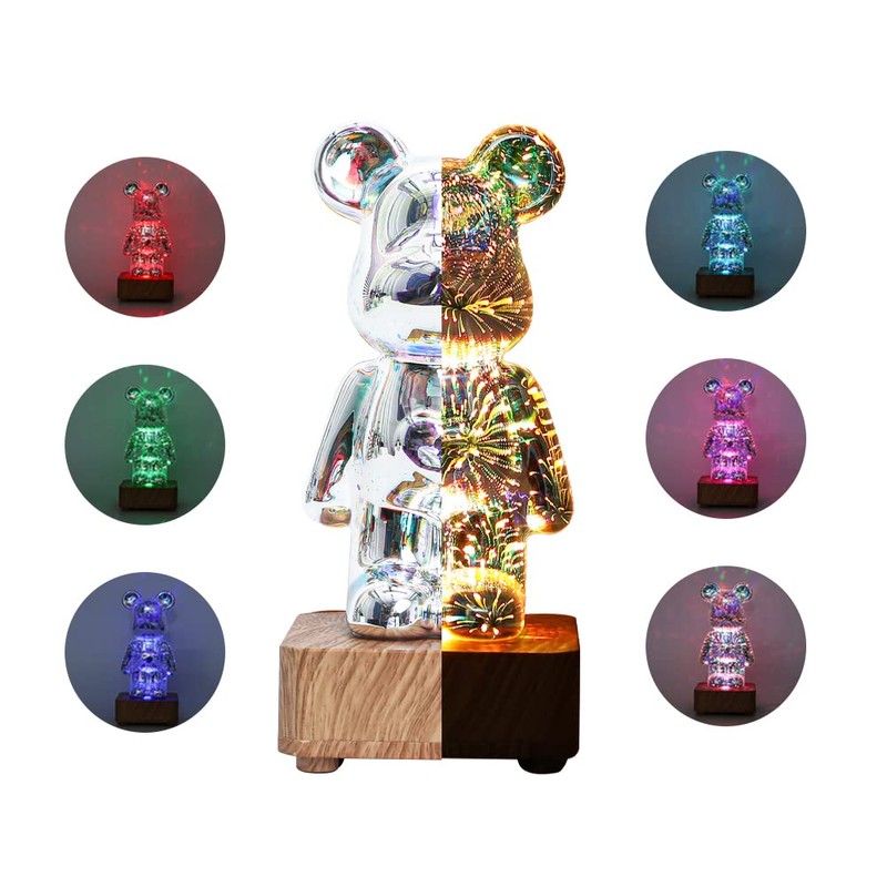 EXIGENT 3D LED Light Bear Fireworks Lamp Night Light Flashing