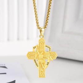 REDSUN Religious Amulet Necklace Bracelet 925 Sterling Silver St Raphael Archangel Chain Saint Raphael Bracelet Amulet Christian Chain Jewellery Gift for Men Women, Sterling Silver, No Gemstone