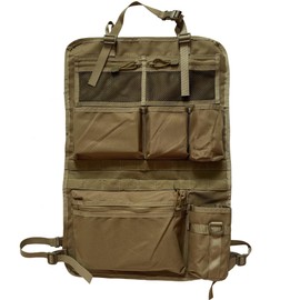 PangolinTiger Seat Back Organiser, Tactical Molle Organizer for Vehicle Seat, 7 Compartments, Mesh Pocket, Black/Khaki/Army Green (Khaki)