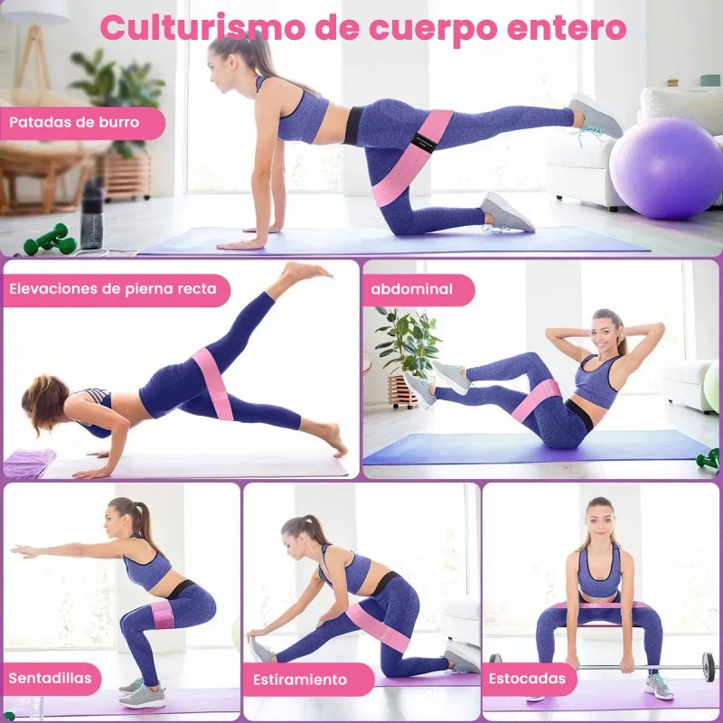 Bandas Elásticas Set De 3 Bandas De Resistencia Para Fitness
