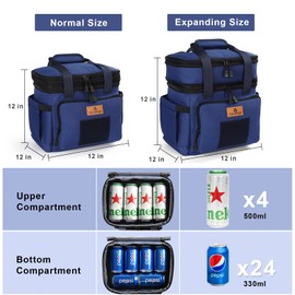 HSHRISH Lunch Bag Large Lunch Bag for Men, Double Layer Insulated Large Tactical Cooler Bag for Men Adults Waterproof Leakproof Durable Lunch Bag for Work Picnic Camping Day Trips, 15L Blue