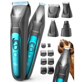 oneisall Dog Grooming Kit Dog Clippers for Grooming, Cordless Dog Paw Trimmer Dog Nail Grinder with LED Light Rechargeable 2000mAh Dog Grooming Clippers Low Noise Dog Hair Trimmer for Dogs, Cats, Pets