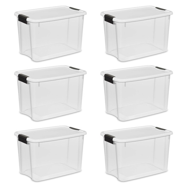 Sterilite 19859806, 30 Quart/28 Liter Ultra Latch Box, Clear with