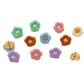 30 pcs 6 Colors Flower Push Pins, Flower Thumb Tacks Decorative Push Pins Bulletin Board Tacks Color Push Pin for Map Cork Board Photo Display Office Home