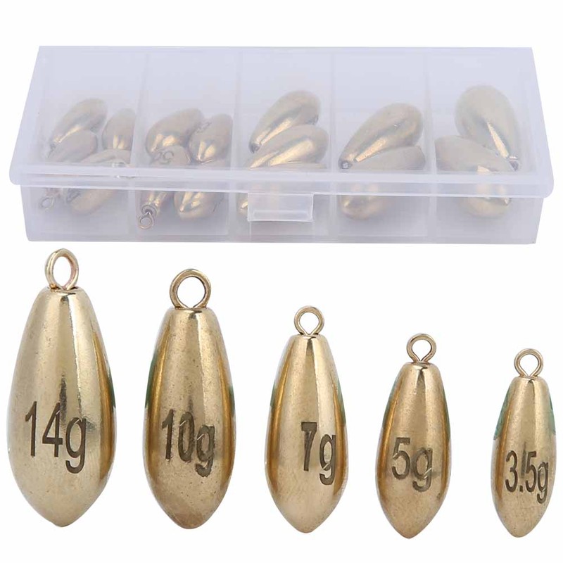 16pcs/Box Outdoor Fishing Copper Sinkers Weights Anglers Tackle Accessory