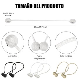 masoe Abrazaderas Cortinas, 6 Pcs Alzapaños Magnéticos para Cortinas, Lazos de Cortina Magnéticos, Cinta Magnética Decorativa para Cortinas, Adecuado para Fijar Cortinas (Negro + Blanco + Beige)