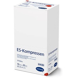 ES-KOMPRESSEN Sterile Gauze Dressings for Wound Cleaning & Covering and Ointment Applying 10 x 20 cm, 8-Ply, 17 Count, Pack of 50