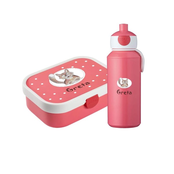4youDesign Set: Lunch Box & Drinking Bottle - Cat -