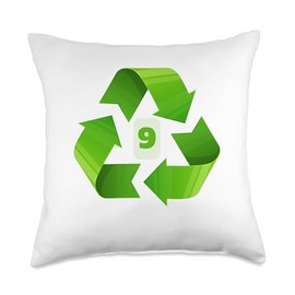 9th Birthday Recycle Number - Eco Earth Sustainability Party Throw Pillow