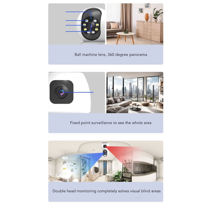 Dual Lens Security Camera Wireless 1080P 2 Way Talk Baby