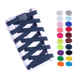 Booyckiy No Tie Elastic Shoelaces for Kids, Adults and Elderly - 16 Colors (41in(105cm) 1 Pair, Navy Blue)