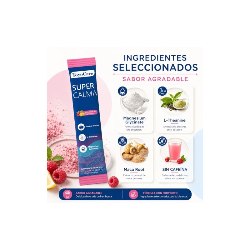 Polvo Sabor Frambuesa, Supercalm Suplemento Alimenticio