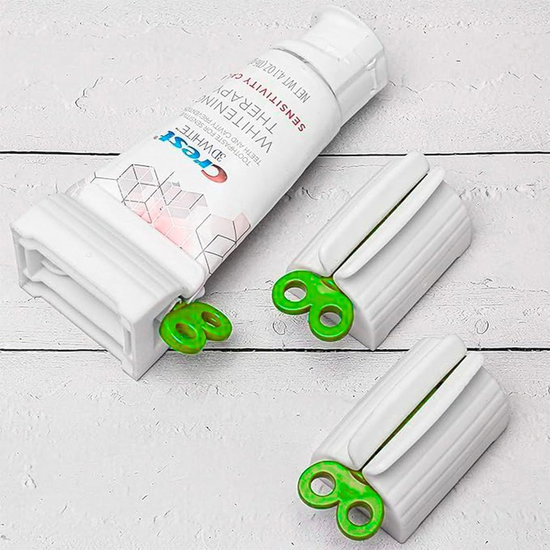 3 Pcs Toothpaste Squeezer Roller with 4 Toothpaste No-Mess Caps,