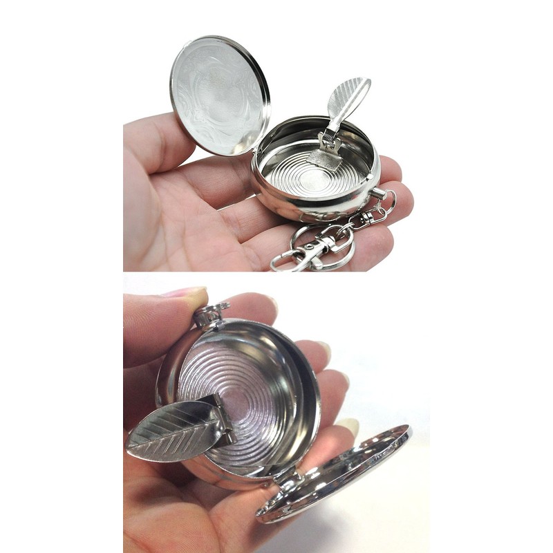 CRIVERS Tragbar Tasche Aschenbecher, Mini Rostfreier Stahl Aschenbecher mit 2