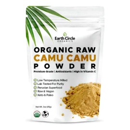 Polvo Orgánico de Camu Camu Earth Circle Organics  Organic Camu Camu Powder, Vitamin C Superfood, 3 oz                                                