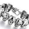 Masculine Stainless Steel Vintage Skulls Link Chain Bangle Bracelet, Cross