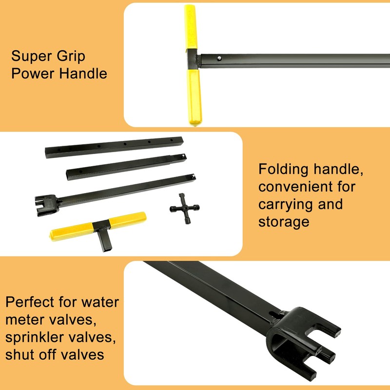 Water Meter Key, 37.4 Inch Multifunctional Shut Off Tool with