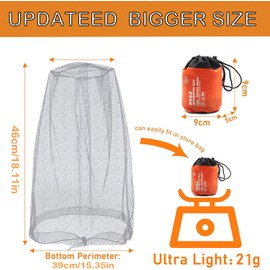 Pack of 3 Head Net Mosquito, Face Net Headgear, Mosquito Net Hat for Fishing, Bee Protection, Protects Against Fly Screens, Face Fly Nets, for Beekeeping, Insects, Outdoor, Hiking, Camping, gray